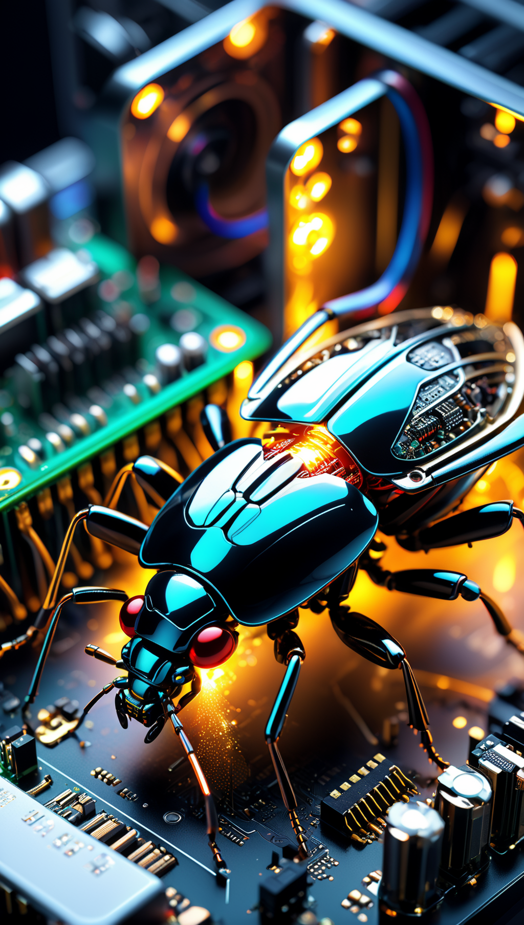 00730-102415942-A bug made of electronic components, inside a computer case, eating computer components, with sparks and led lights., ultra hd,.png